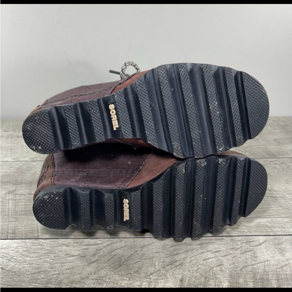 Sorel LL5329 PDX Wedge Women’s Brown Leather & Canvas Booties Boots Size 8.5 - Picture 7 of 10